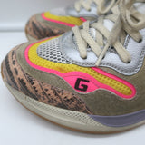 Gucci Ultrapace Low Top Sneakers Lizard-Embossed Leather & Suede Size 38