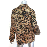 Nili Lotan Juste Leopard Print Silk Satin Pajama Shirt Brown Size Medium