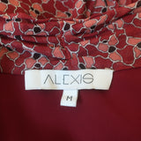 Alexis Tie-Neck Mini Dress Elida Red Printed Silk Size Medium Bell Sleeve