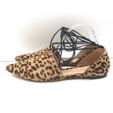 Gianvito Rossi d'Orsay Pointed Toe Flats Leopard Print Pony Hair Size 39.5