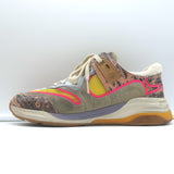 Gucci Ultrapace Low Top Sneakers Lizard-Embossed Leather & Suede Size 38