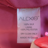 Alexis Tie-Neck Mini Dress Elida Red Printed Silk Size Medium Bell Sleeve