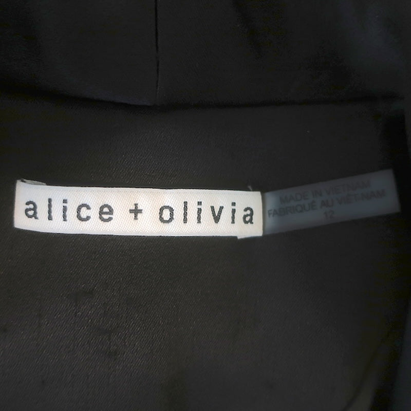 Alice + Olivia Tana Satin-Lapel Velvet Blazer Black Size 12 One-Button Jacket