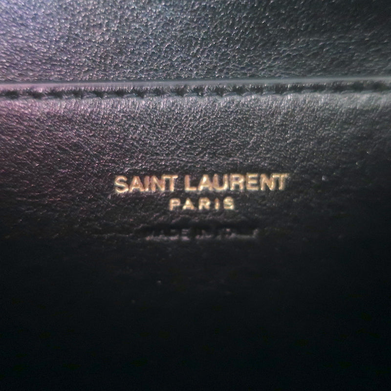 Saint Laurent Cassandre Large Envelope Pouch Light Musk Leather Clutch NEW