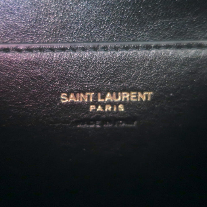 Saint Laurent Cassandre Large Envelope Pouch Light Musk Leather Clutch NEW