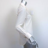 Saint Laurent Silk Button Down Shirt Ivory Size 40 Long Sleeve Blouse