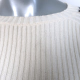 Max Mara Cosetta Bishop Sleeve Sweater Cream Wool-Cashmere Rib Knit Size Medium