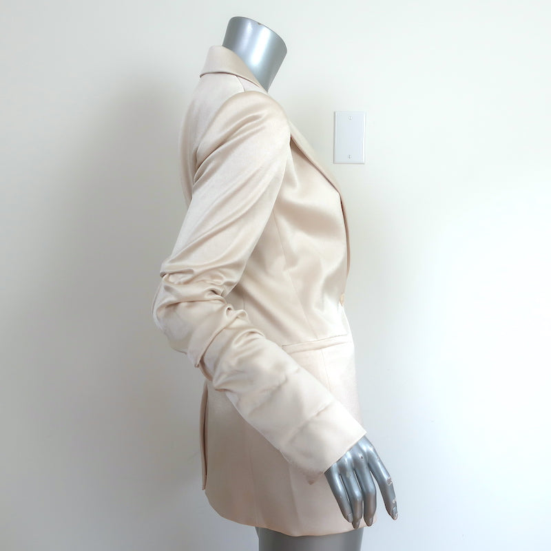 Alice + Olivia Pailey Blazer Champagne Satin Size 6 Gathered Sleeve Jacket NEW
