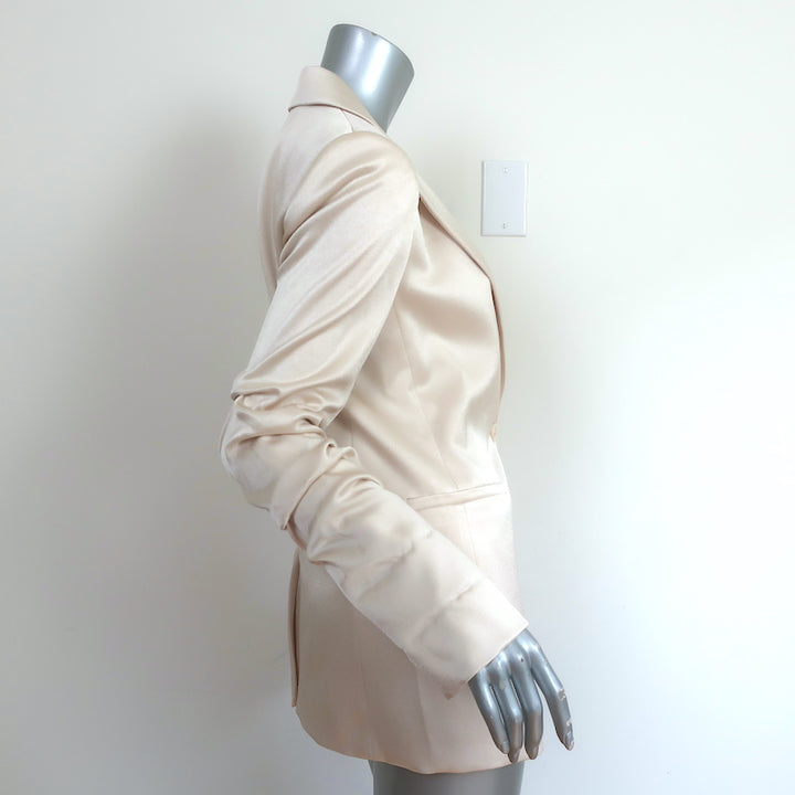 Alice + Olivia Pailey Blazer Champagne Satin Size 6 Gathered Sleeve Jacket NEW