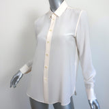 Saint Laurent Silk Button Down Shirt Ivory Size 40 Long Sleeve Blouse