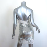 Alice + Olivia Harley Sequin Mini Slip Dress Silver Size 4 NEW