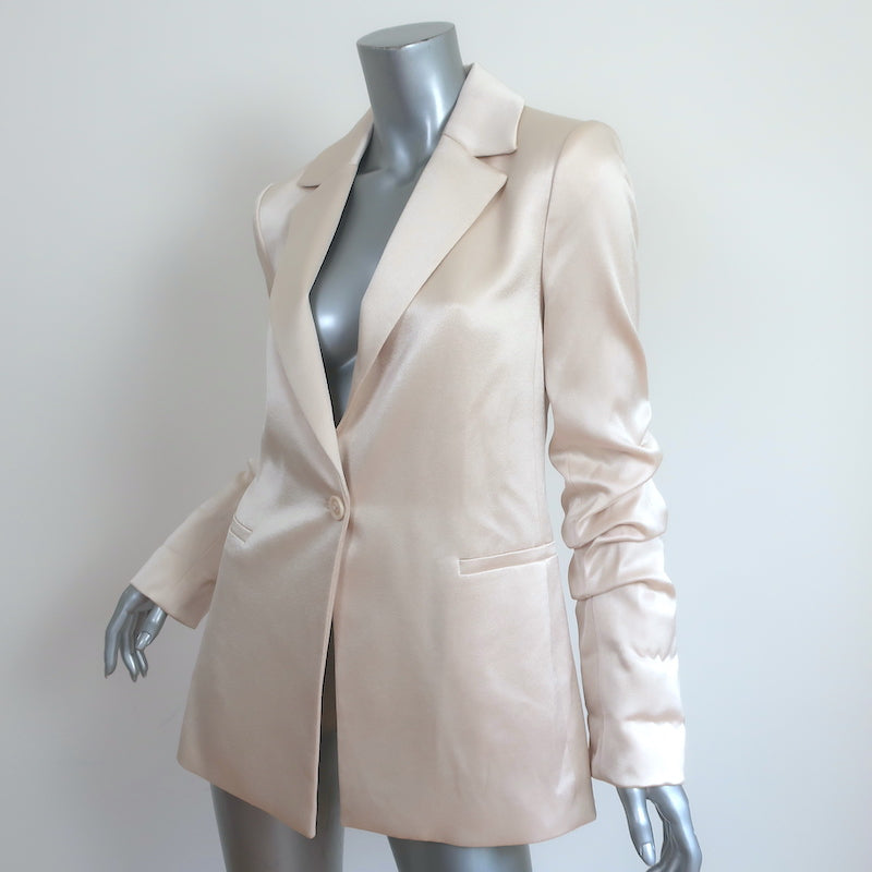 Alice + Olivia Pailey Blazer Champagne Satin Size 6 Gathered Sleeve Jacket NEW
