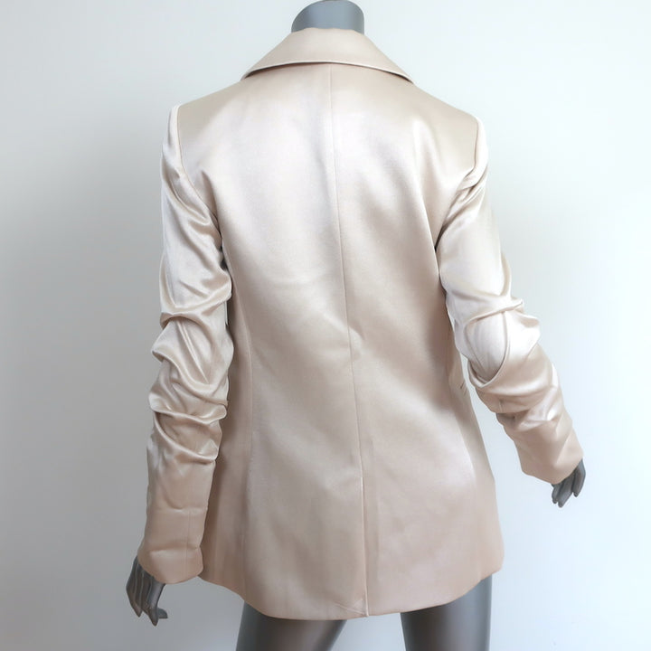 Alice + Olivia Pailey Blazer Champagne Satin Size 6 Gathered Sleeve Jacket NEW
