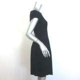 Ralph Lauren Collection Cap Sleeve Boatneck Dress Black Stretch Wool Size 8