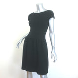 Ralph Lauren Collection Cap Sleeve Boatneck Dress Black Stretch Wool Size 8