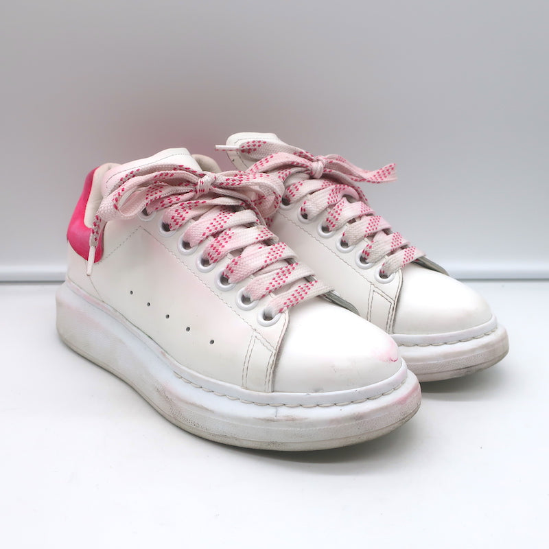 Alexander McQueen Oversized Sneakers White Leather Hot Pink Suede Size 35