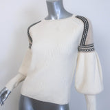Max Mara Cosetta Bishop Sleeve Sweater Cream Wool-Cashmere Rib Knit Size Medium