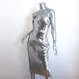 Alex Perry Hunter Sequined Strapless Midi Dress Silver Size UK 12 US 8 NEW