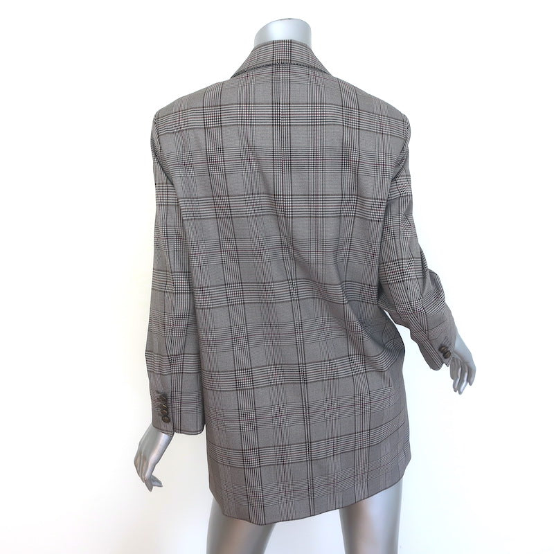The Kooples Oversized Double Breasted Glen Check Blazer Gray Size 36