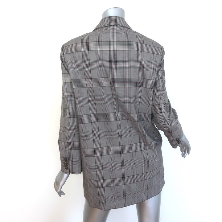 The Kooples Oversized Double Breasted Glen Check Blazer Gray Size 36