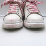 Alexander McQueen Oversized Sneakers White Leather & Hot Pink Suede Size 35