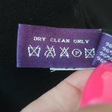 Ralph Lauren Collection Cap Sleeve Boatneck Dress Black Stretch Wool Size 8