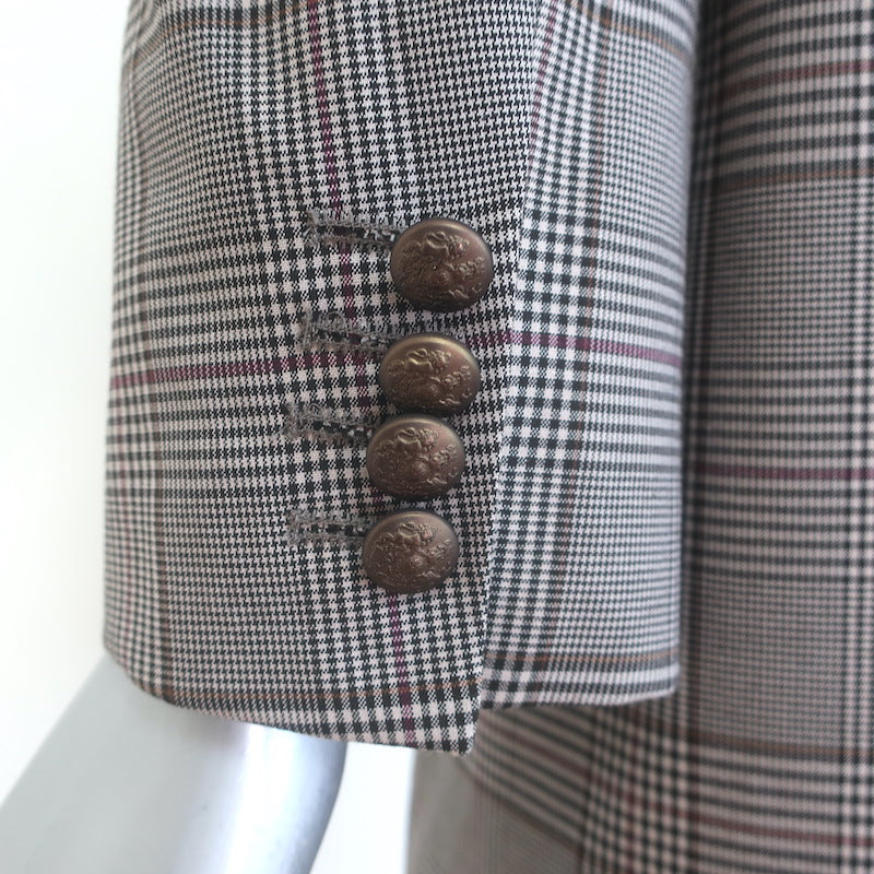 The Kooples Oversized Double Breasted Glen Check Blazer Gray Size 36