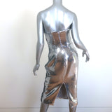 Alex Perry Hunter Sequined Strapless Midi Dress Silver Size UK 12 US 8 NEW