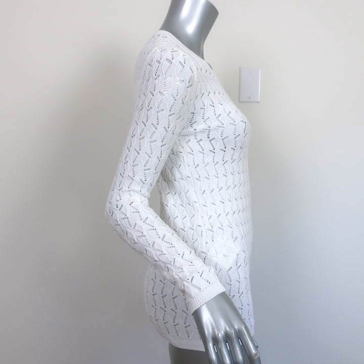 Prada Sweater White Open-Weave Cotton Knit Size 38