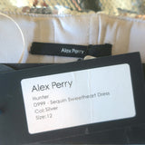 Alex Perry Hunter Sequined Strapless Midi Dress Silver Size UK 12 US 8 NEW