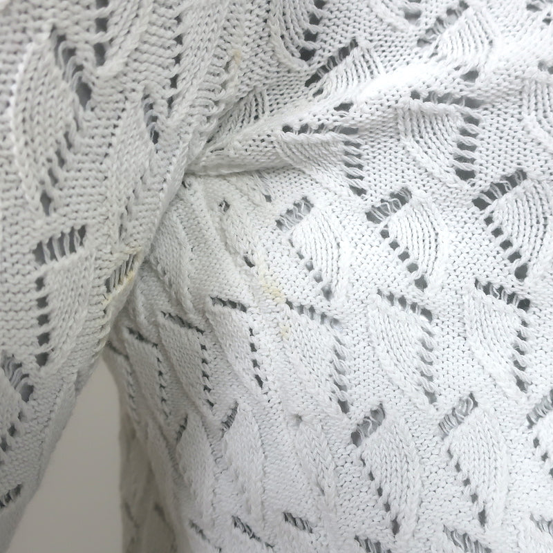 Prada Sweater White Open-Weave Cotton Knit Size 38