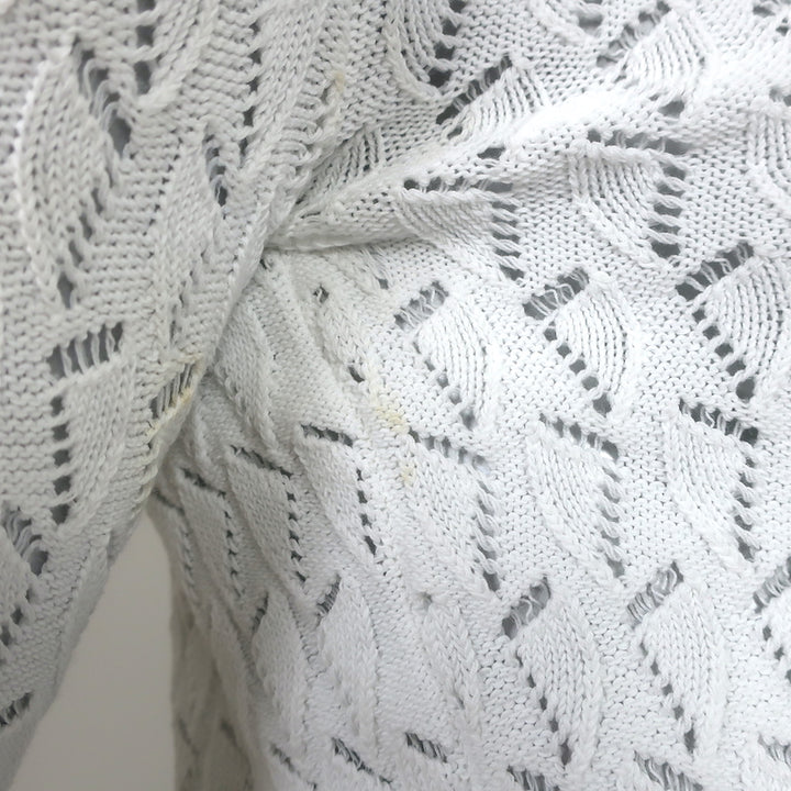 Prada Sweater White Open-Weave Cotton Knit Size 38