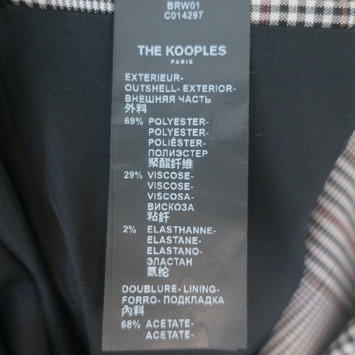 The Kooples Oversized Double Breasted Glen Check Blazer Gray Size 36