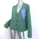 Kerri Rosenthal Ricki Max Heart Cashmere Cardigan Moss Size Large