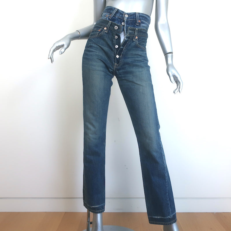 1/OFF Paris Upcycled Double-Waisted High Rise Jeans Size Small