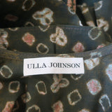 Ulla Johnson Ruffle Midi Dress Nia Olive Printed Cotton Size 12
