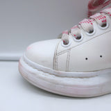 Alexander McQueen Oversized Sneakers White Leather & Hot Pink Suede Size 35