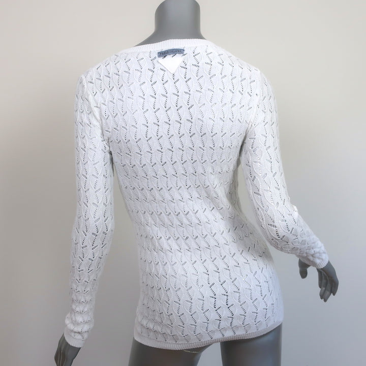Prada Sweater White Open-Weave Cotton Knit Size 38