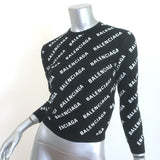 Balenciaga Mini Logo Cropped Sweater Black Cotton Size Small NEW