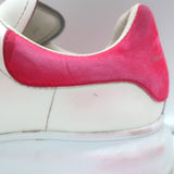 Alexander McQueen Oversized Sneakers White Leather & Hot Pink Suede Size 35