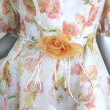 Zimmermann Tranquility Flip Puff Sleeve Mini Dress Cream Floral Print Size 0