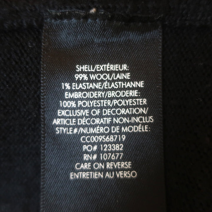 Alice + Olivia Bradford Bee-Embroidered Cardigan Black Stretch Wool Size Medium
