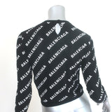 Balenciaga Mini Logo Cropped Sweater Black Cotton Size Small NEW