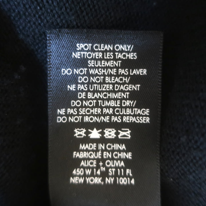 Alice + Olivia Bradford Bee-Embroidered Cardigan Black Stretch Wool Size Medium