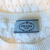 Prada Sweater White Open-Weave Cotton Knit Size 38