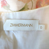 Zimmermann Tranquility Flip Puff Sleeve Mini Dress Cream Floral Print Size 0
