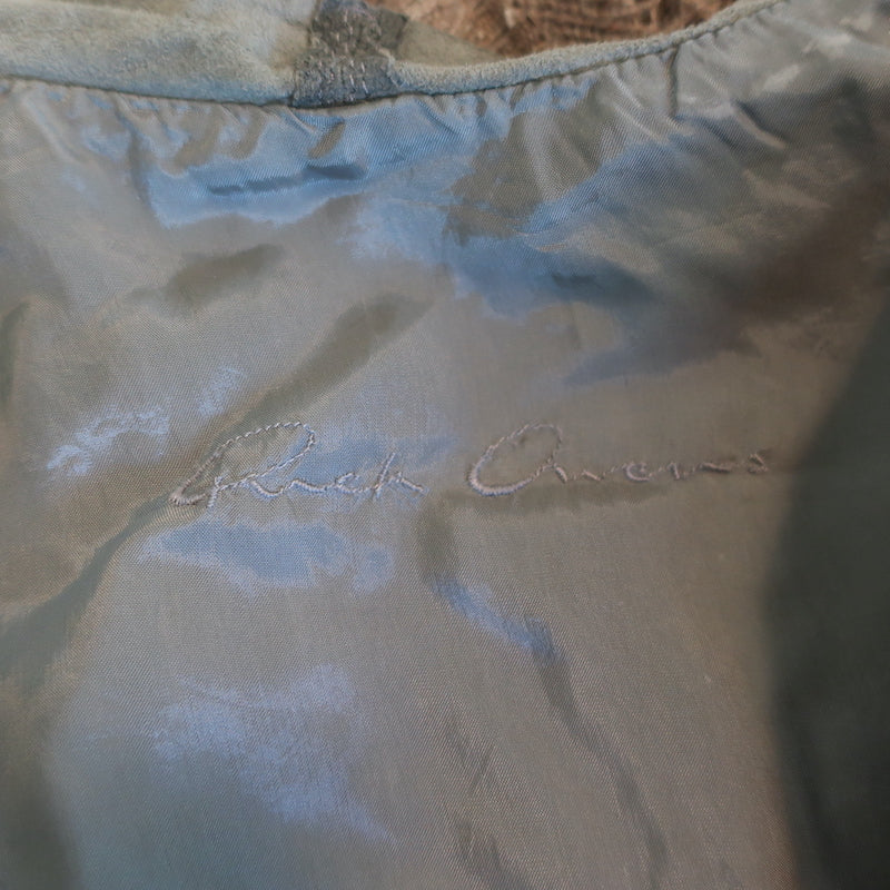 Rick Owens Draped Biker Jacket Gray Distressed Leather Size 38