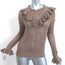 Ulla Johnson Maritza Ruffled Cashmere Sweater Brown Pointelle Knit Size Small
