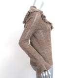 Ulla Johnson Maritza Ruffled Cashmere Sweater Brown Pointelle Knit Size Small