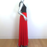 Alexis Two-Tone One Shoulder Pleated Maxi Dress Red & Black Size Small